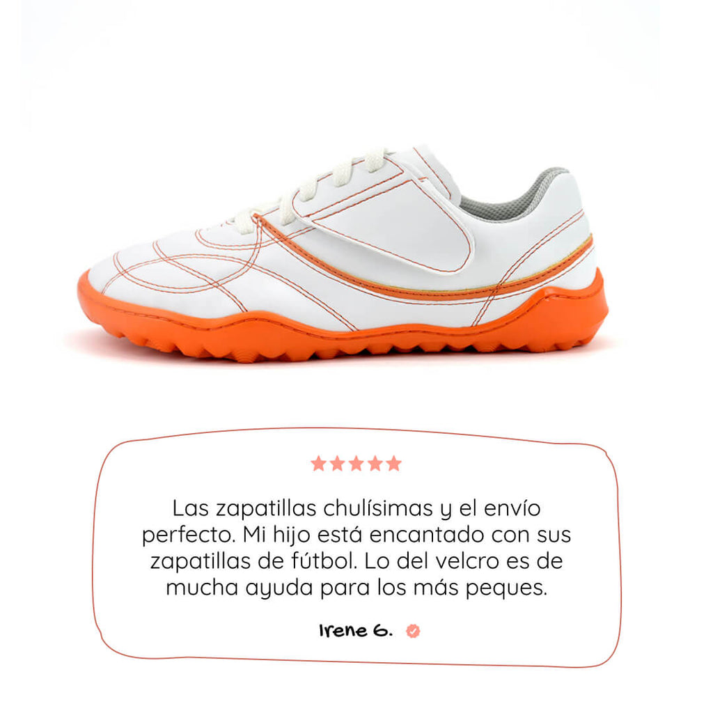 botas futbol sala barefoot blanco naranja amunt ss26 01  | Blanco Naranja Microfibra