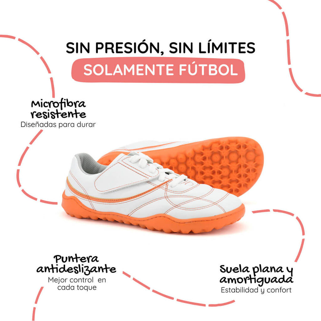 botas futbol sala barefoot blanco naranja amunt ss26 05  | Blanco Naranja Microfibra