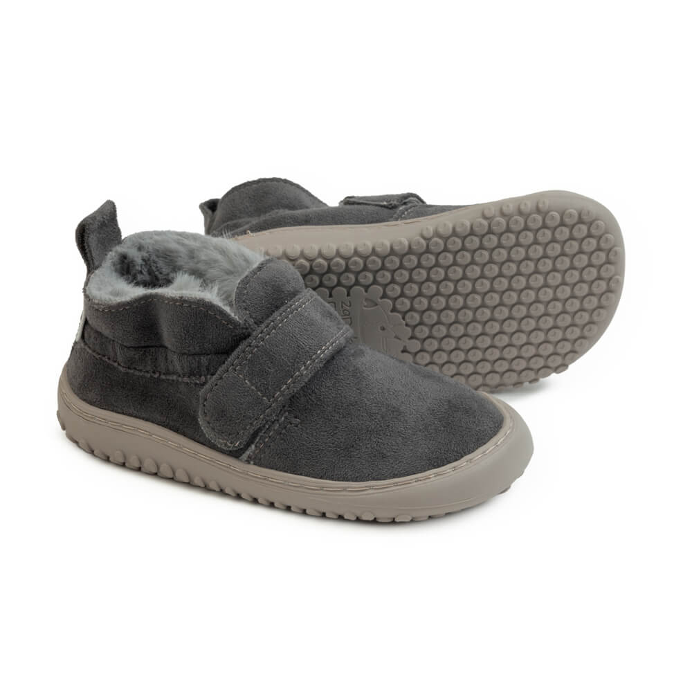 botas infantiles veganas barefoot forro calentitas suela blanda color gris ademuz rocker aw23