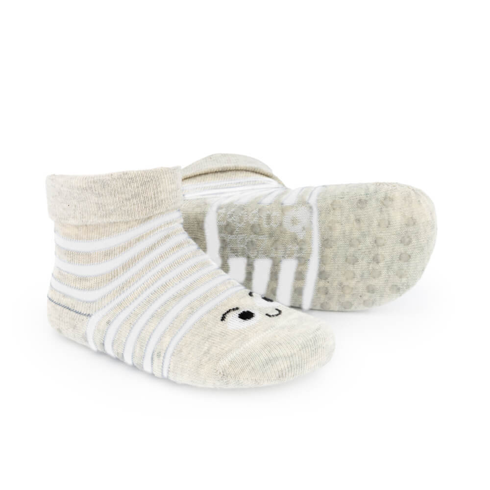 calcetin bebe preandante blanco gris rayas | Caritas Gris Blanco