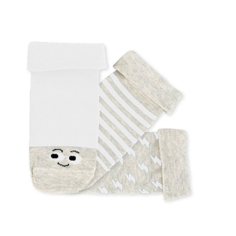 calcetin bebe preandante blanco gris | Caritas Gris Blanco