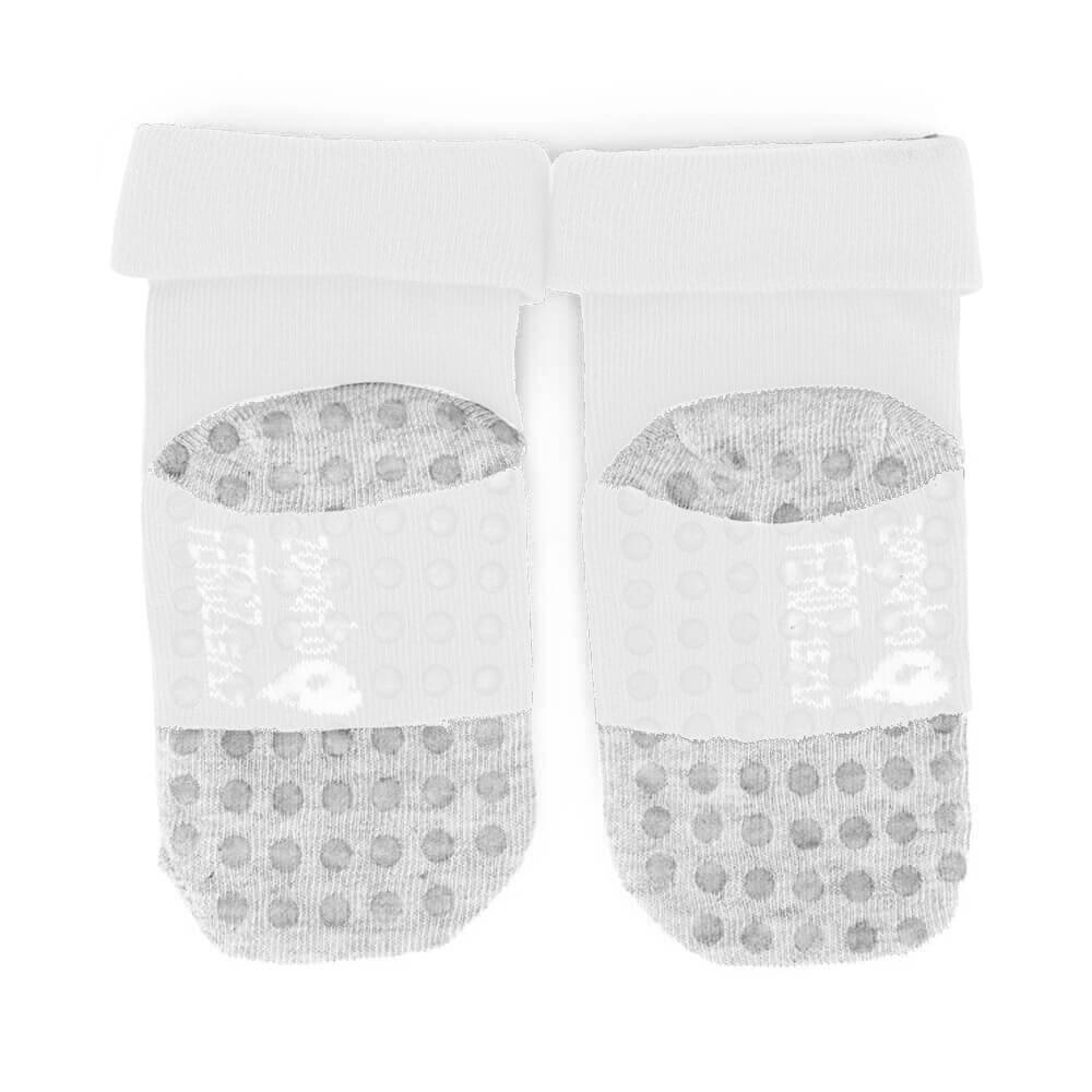 calcetin bebe preandante caritas blanco parte posterior | Caritas Gris Blanco