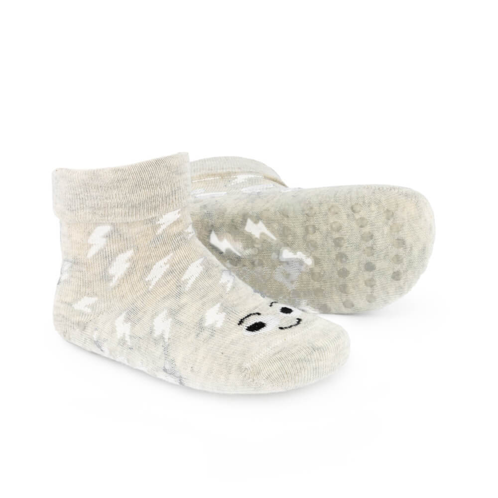 calcetin bebe preandante caritas blanco rayo 3 | Caritas Gris Blanco