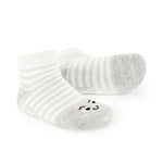 calcetin infantil caritas tobillero blanco rallas_1 | Caritas Gris Blanco