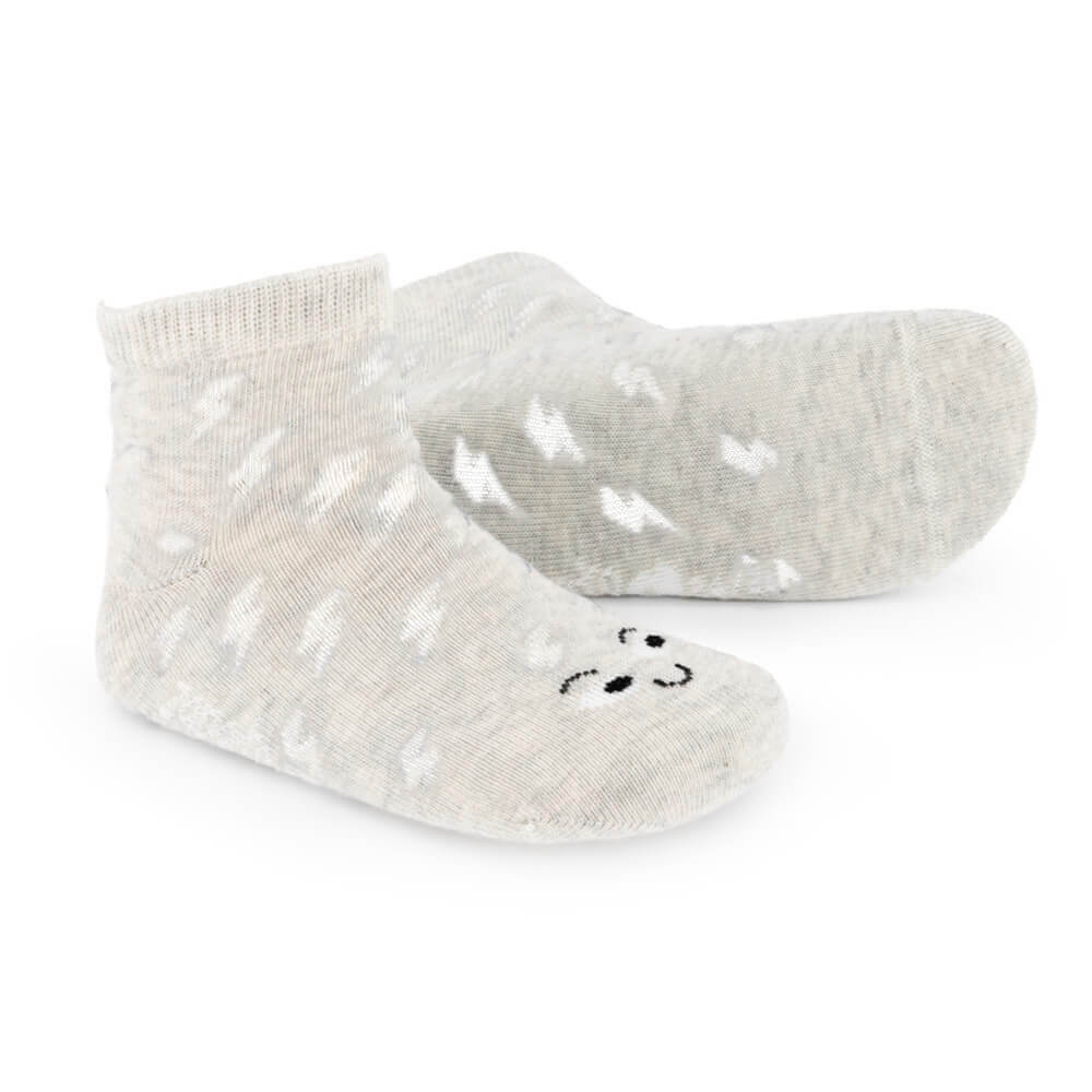 calcetin infantil caritas tobillero blanco rayos_1 | Caritas Gris Blanco