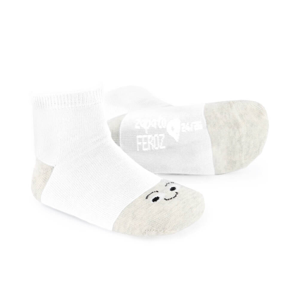 calcetin infantil caritas tobillero blanco_1 | Caritas Gris Blanco