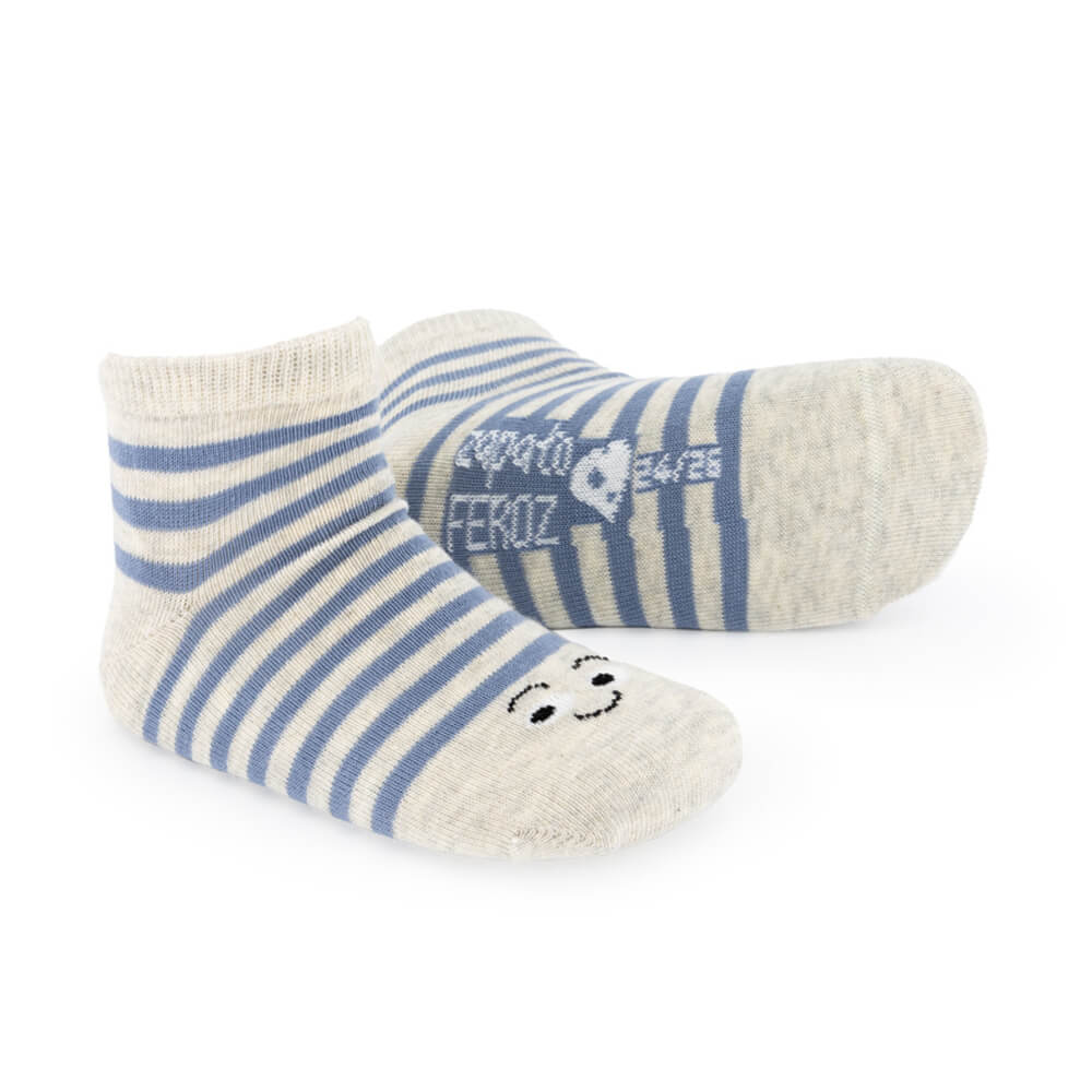 calcetin infantil tobillero caritas azul rayas 3 | Caritas Azul Gris