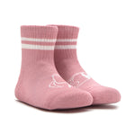 calcetines deportivos altos uso diario movimiento comodo libre pies color rosa blanco adulto ninos infantil ss25 | Blanco Rosa y Gris