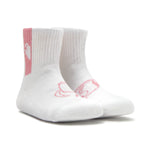 calcetines deportivos altos uso diario movimiento comodo libre pies color rosa blanco adulto ninos infantil ss25 04 | Blanco Rosa y Gris