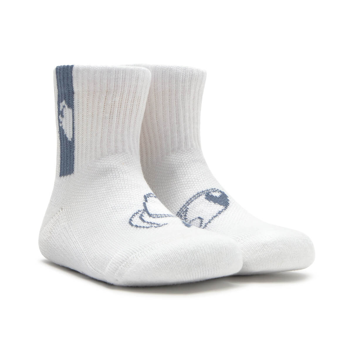 calcetines deportivos forma pie derecho izquierdo color gris blanco adulto ninos infantil ss25 04 | Blanco Azul y Gris