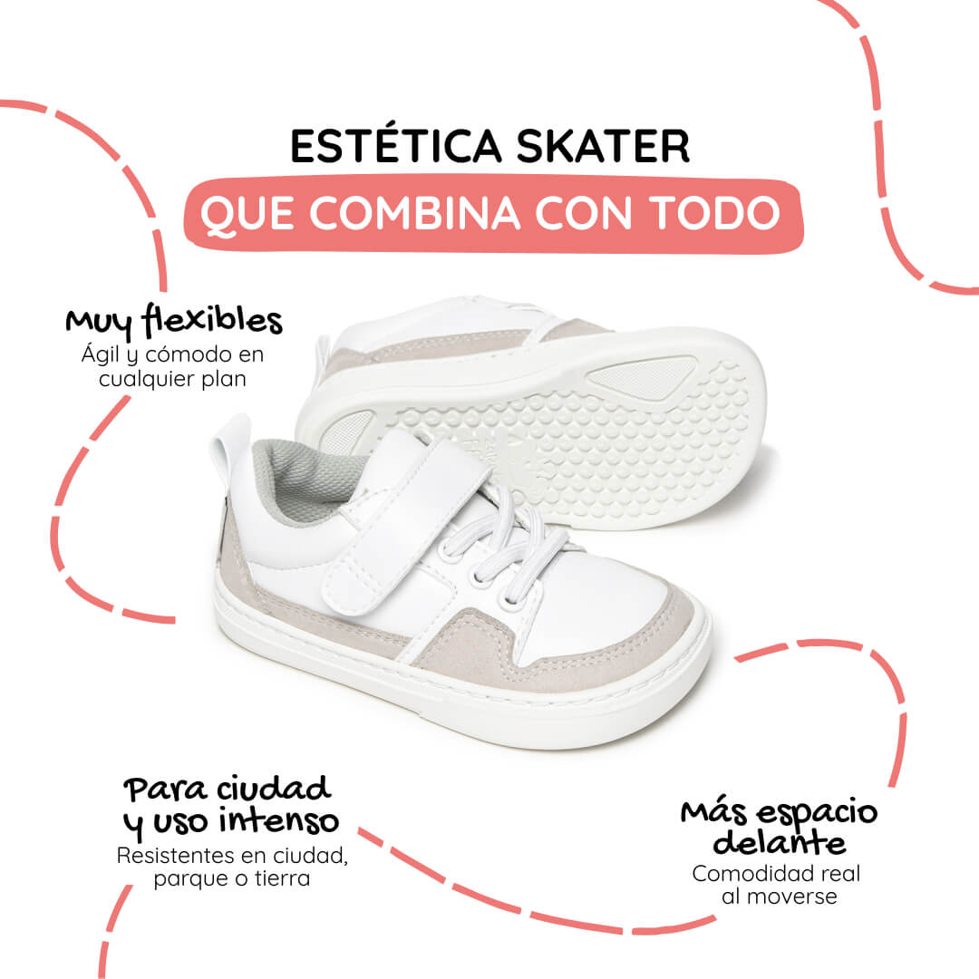 calzado barefoot infantil blanco cheste rocker ss26 02  | blanco gris microfibra