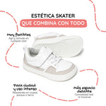 calzado barefoot infantil blanco cheste rocker ss26 02  | blanco gris microfibra