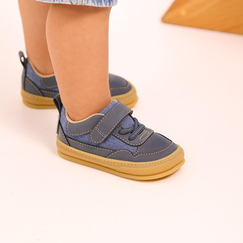 calzado barefoot microfibra bebe color azul denim vaquero faura feroz ss26