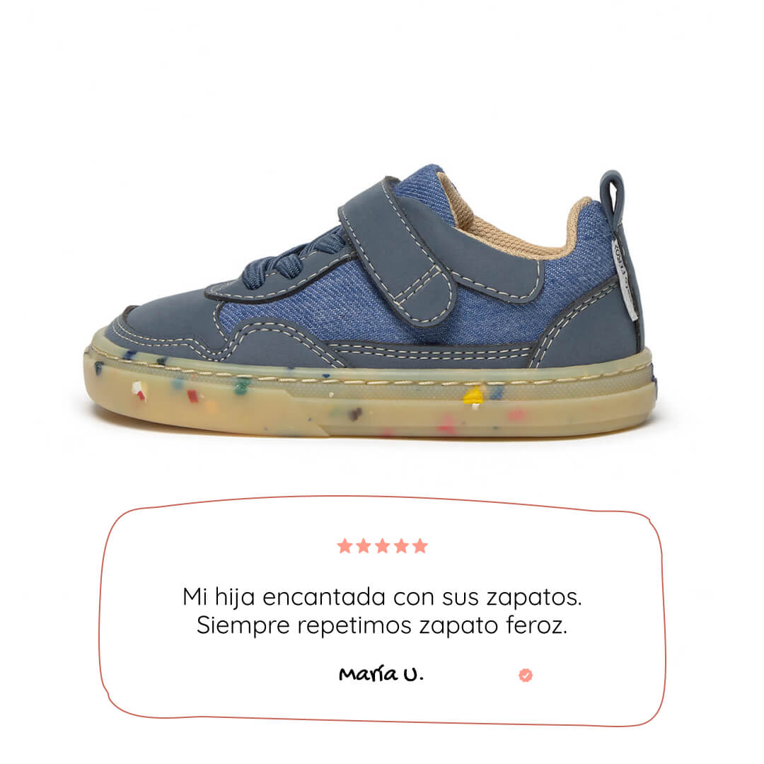 calzado barefoot microfibra infantil color azul denim vaquero faura rocker ss26 01 | azul denim microfibra