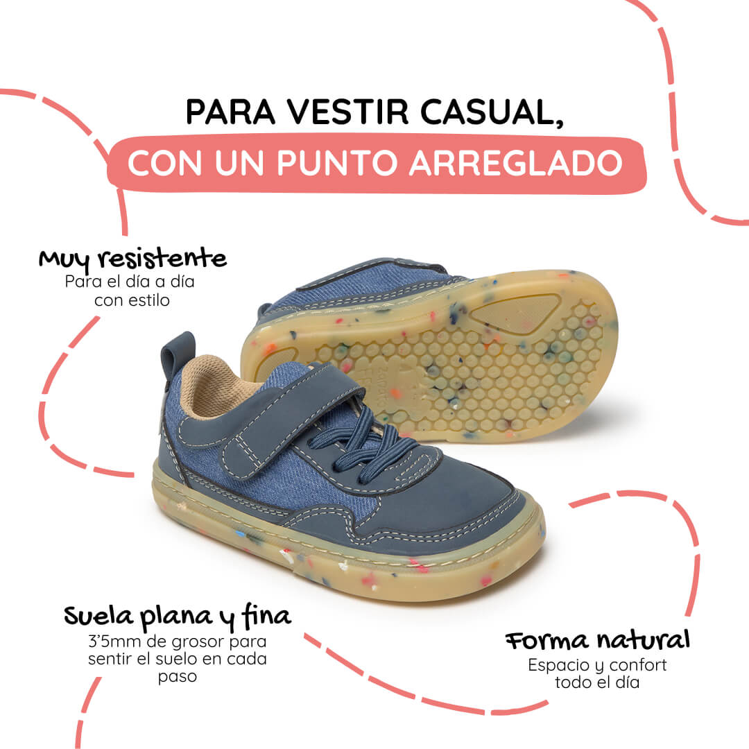 calzado barefoot microfibra infantil color azul denim vaquero faura rocker ss26 02 | azul denim microfibra