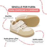 calzado barefoot primeros pasos bebe color beige off white cheste feroz AW25 02 | beige microfibra