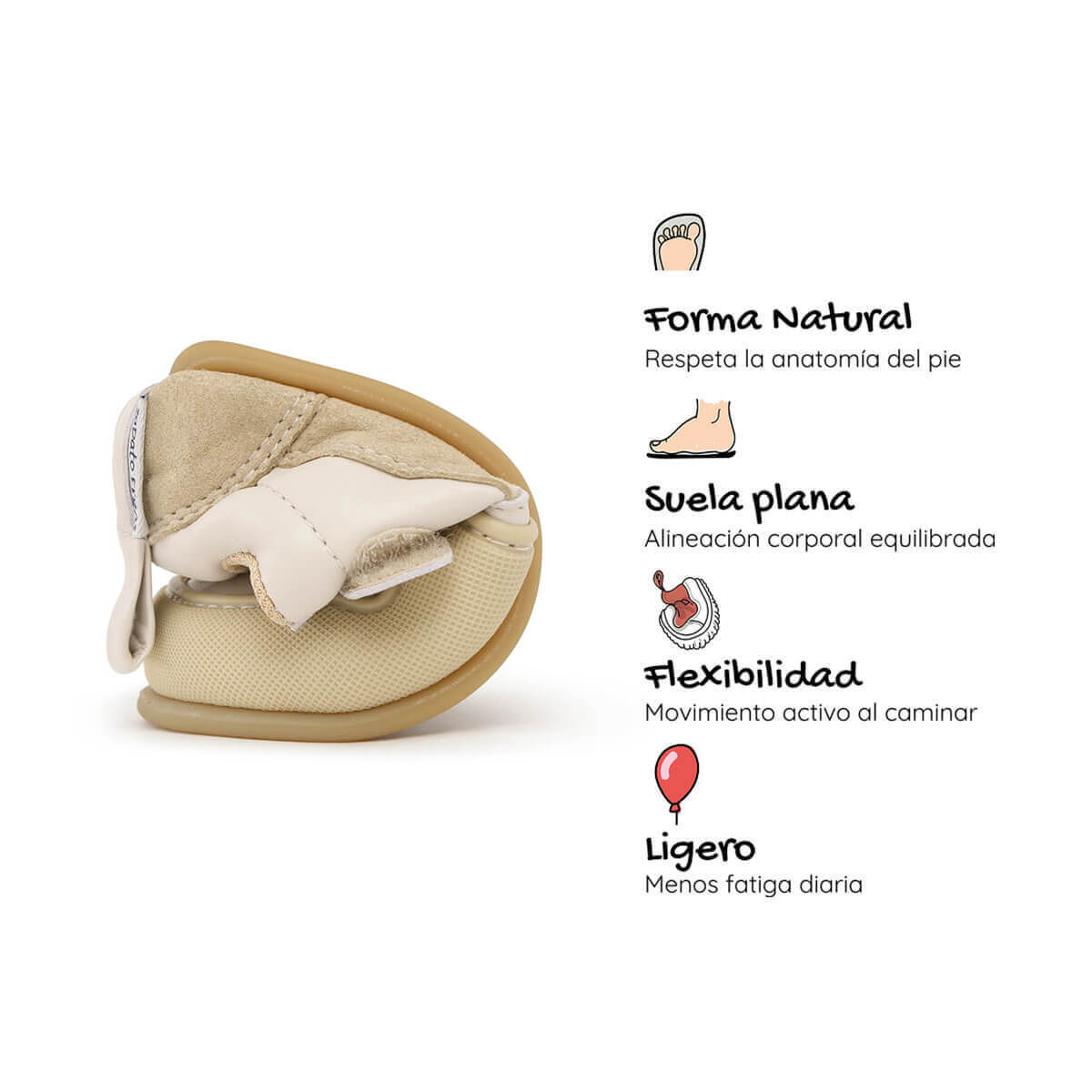 calzado barefoot primeros pasos bebe color beige off white cheste feroz AW25 04 | beige microfibra