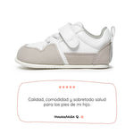 calzado barefoot suela fina flexible color blanco gris bebes cheste feroz ss26 01 | blanco gris microfibra