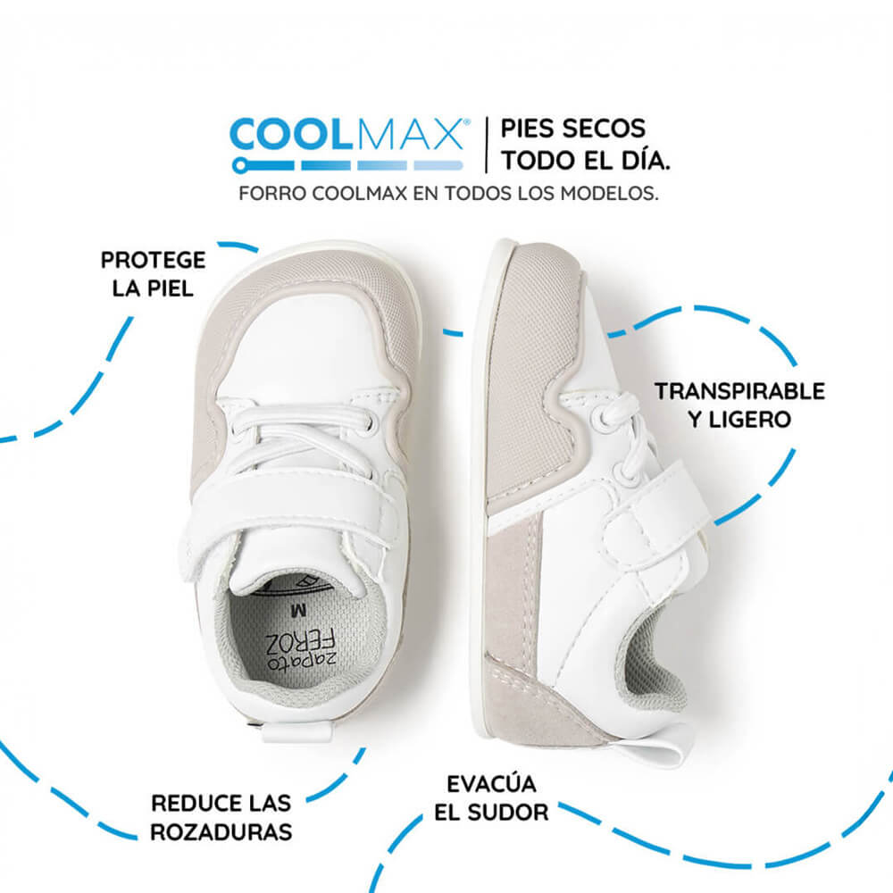 calzado barefoot suela fina flexible color blanco gris bebes cheste feroz ss26 04| blanco gris microfibra