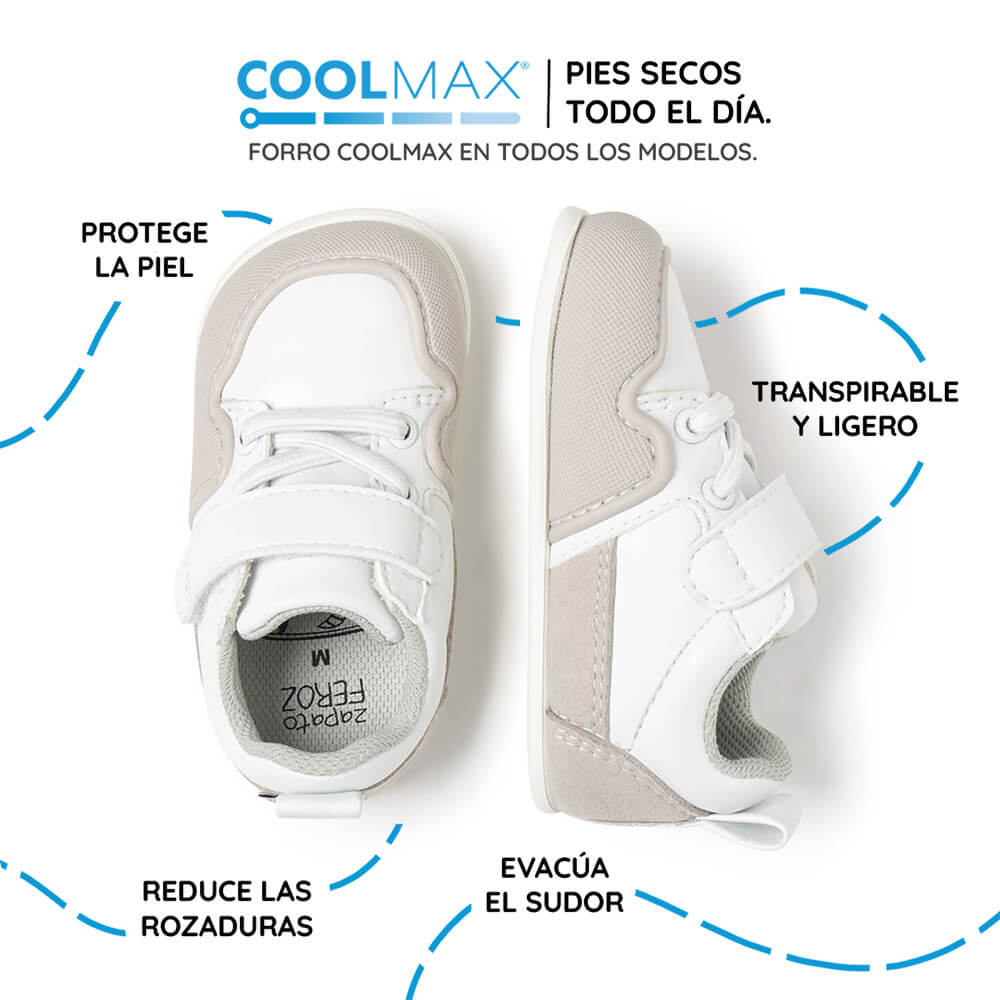 calzado barefoot suela fina flexible color blanco gris bebes cheste feroz ss26 04