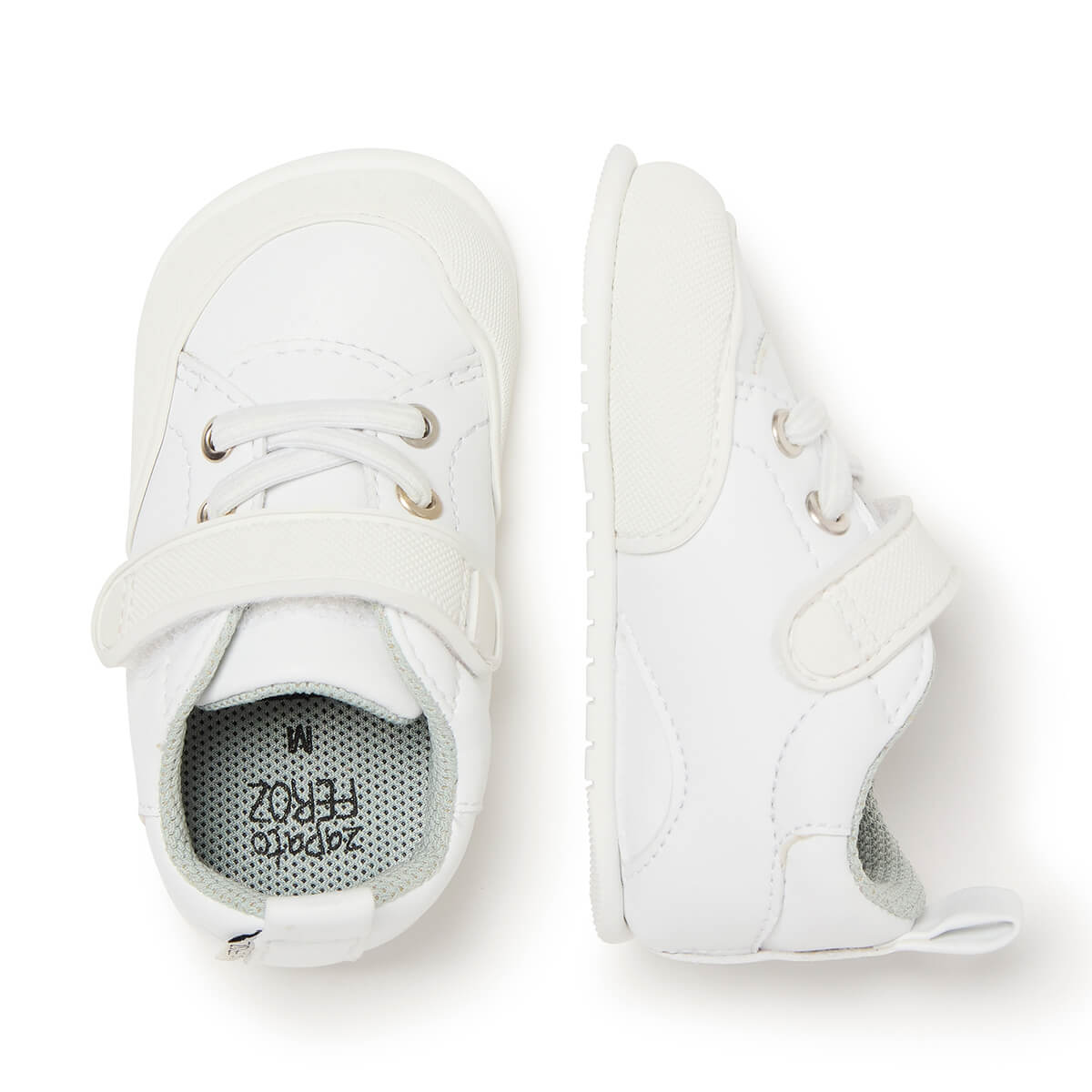 calzado bebe barefoot resistente traspirable velcro cordones color blanco ibi feroz aw24 03