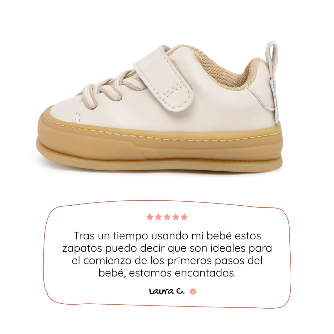 calzado blandito plantilla forro transpirable bebe color beige beis turia feroz ss26 01