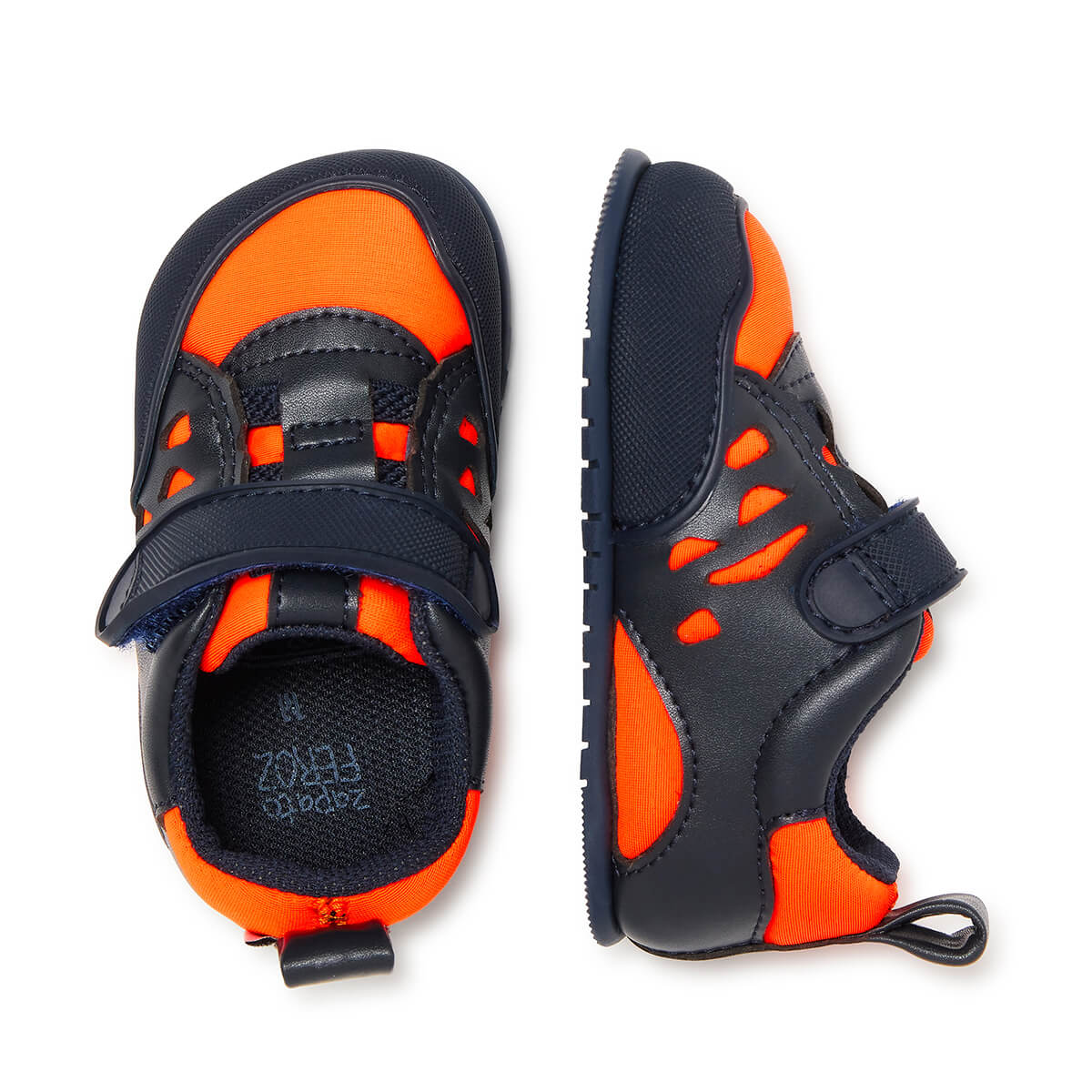 calzado infantil barefoot diseno respetuoso deportivo divertido moderno color azul naranja onil feroz aw24 03