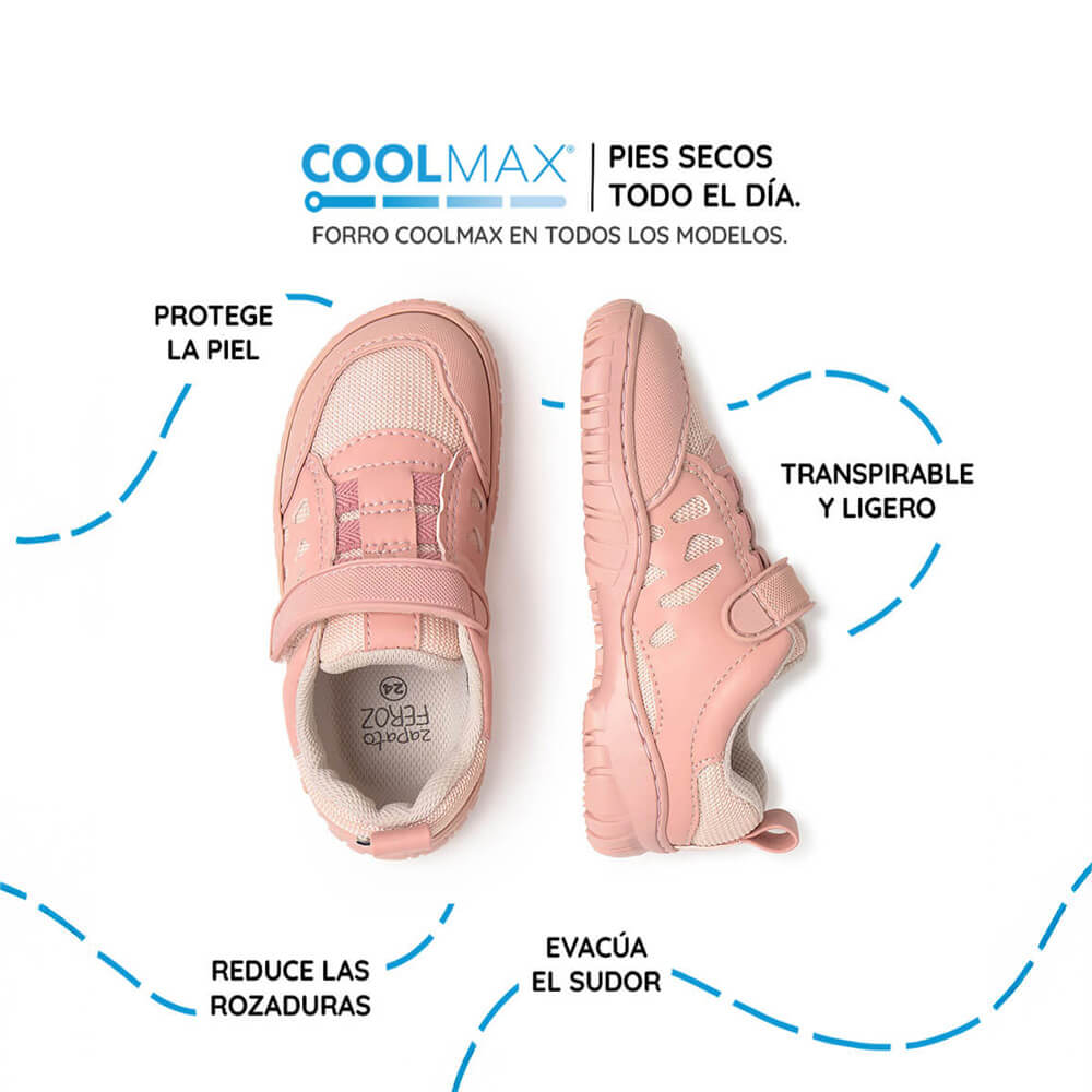 calzado infantil barefoot diseno respetuoso deportivo divertido moderno color rosa onil rocker 03 | rosa microfibra
