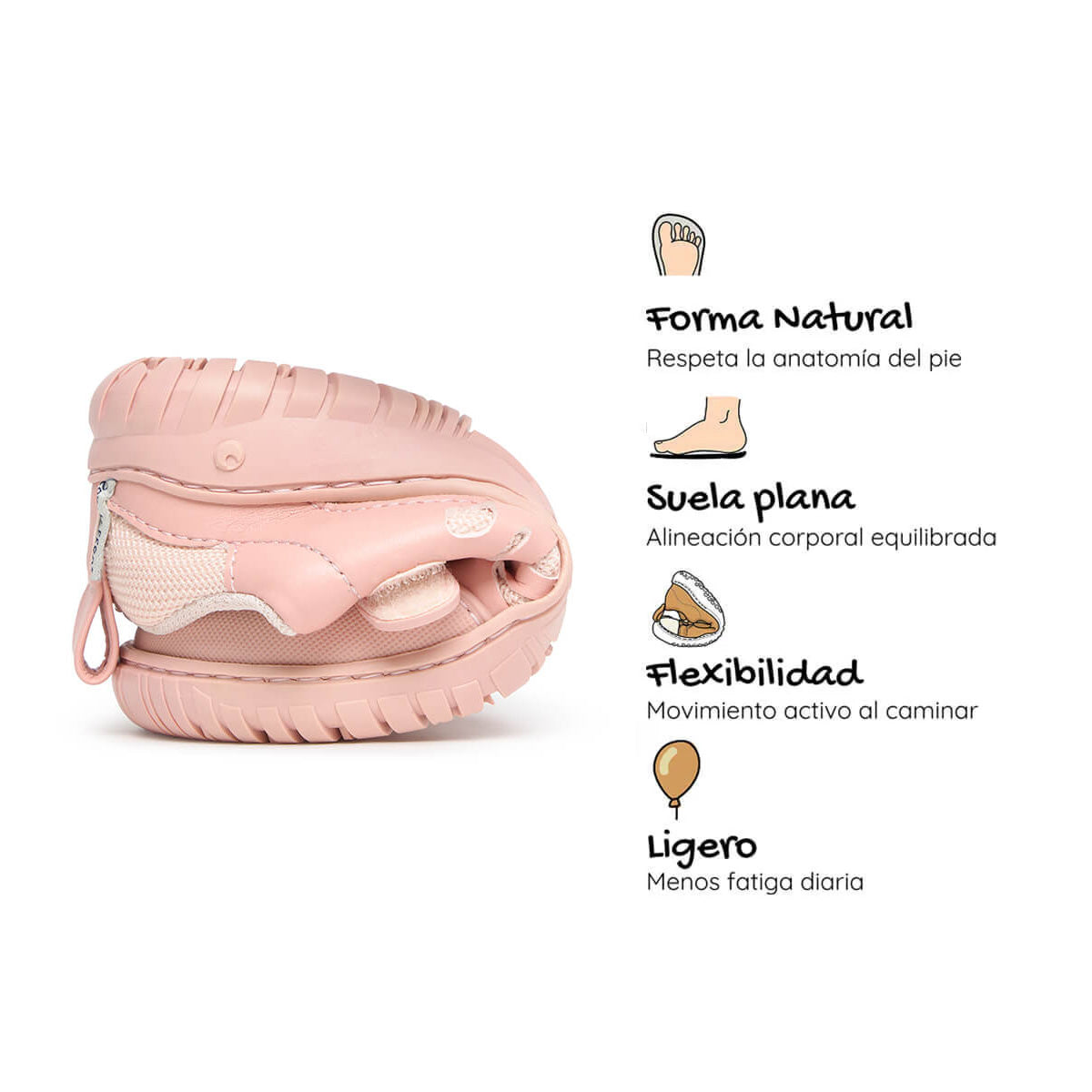 calzado infantil barefoot diseno respetuoso deportivo divertido moderno color rosa onil rocker 04 | rosa microfibra