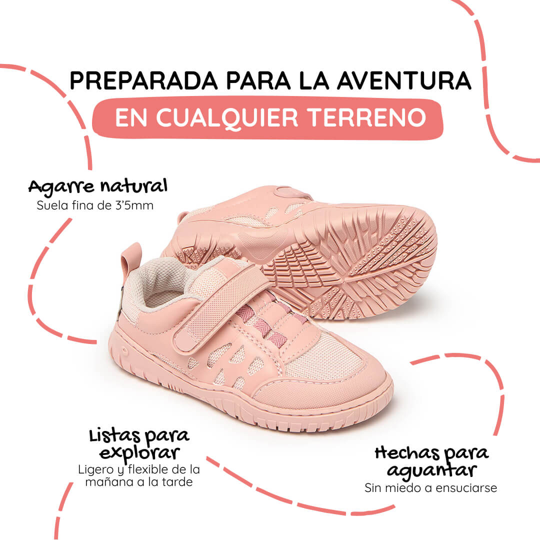 calzado infantil barefoot diseno respetuoso deportivo divertido moderno color rosa onil rocker 1000