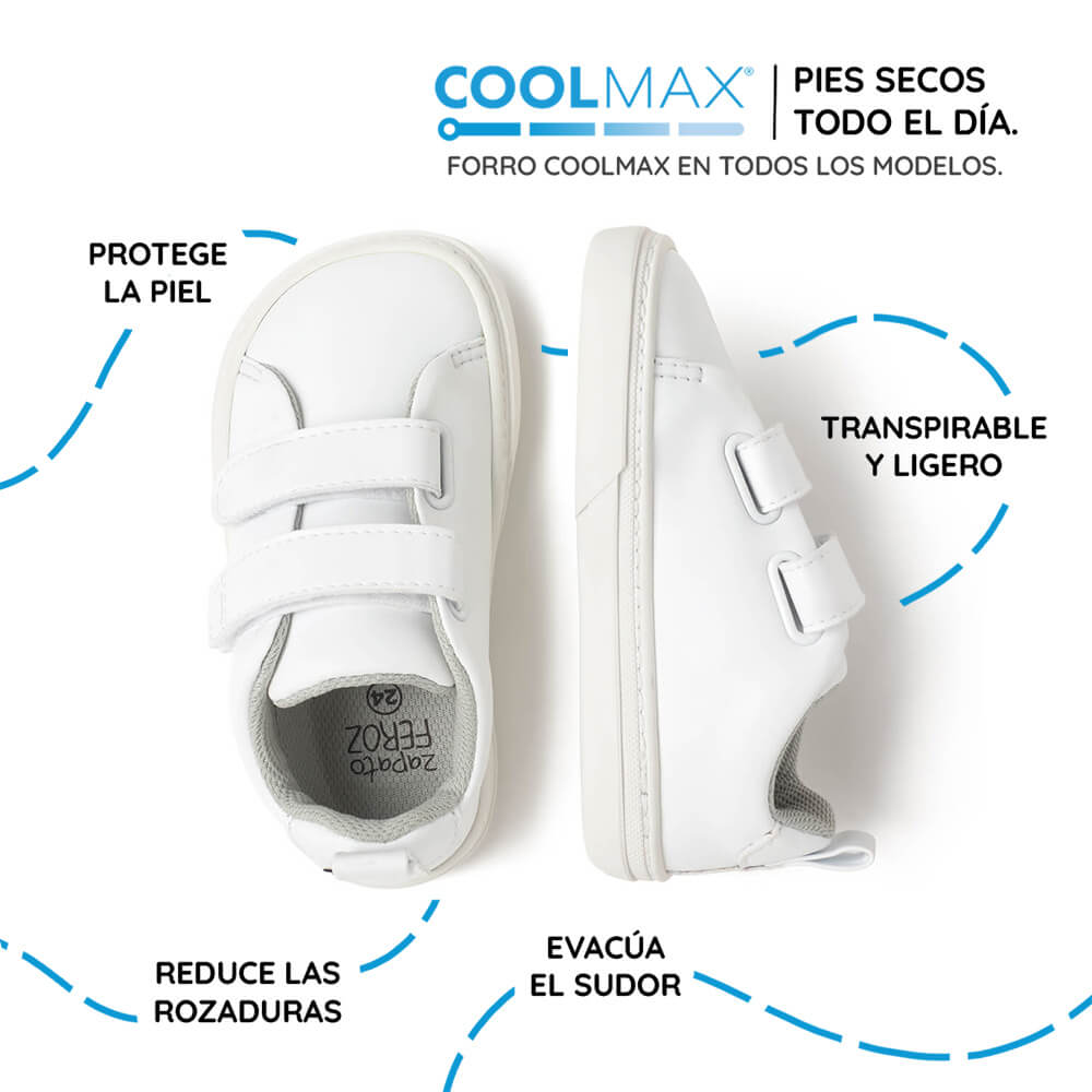 calzado infantil barefoot minimalista microfibra color blanco valencia rocker aw24 03 | blanco microfibra