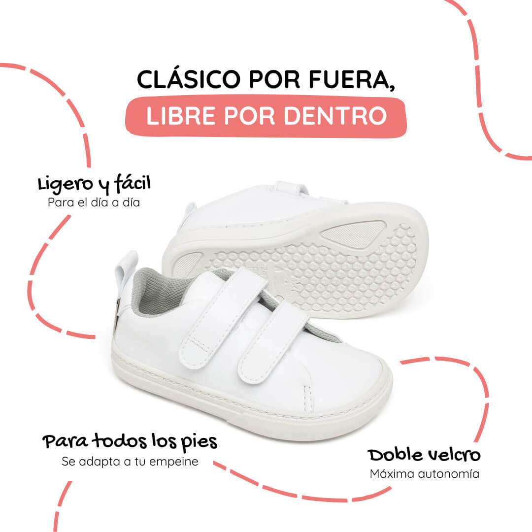 calzado infantil barefoot minimalista microfibra color blanco valencia rocker aw24 1000 | blanco microfibra