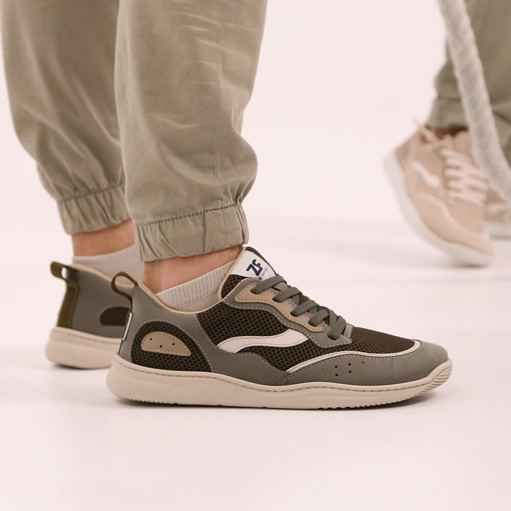 calzado microfibra barefoot comodo ligero pies anchos adolescentes adulto freekers ss26 Tibi Kaki