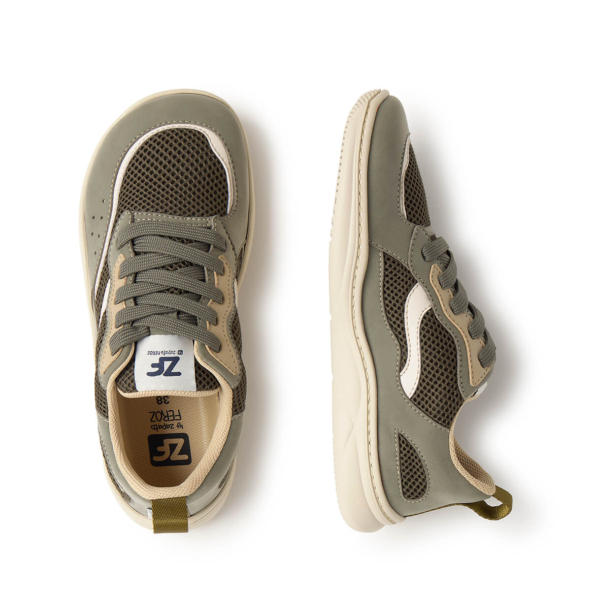 calzado microfibra barefoot comodo ligero pies anchos adolescentes tibi adulto freekers ss26 Serraje Kaki 03