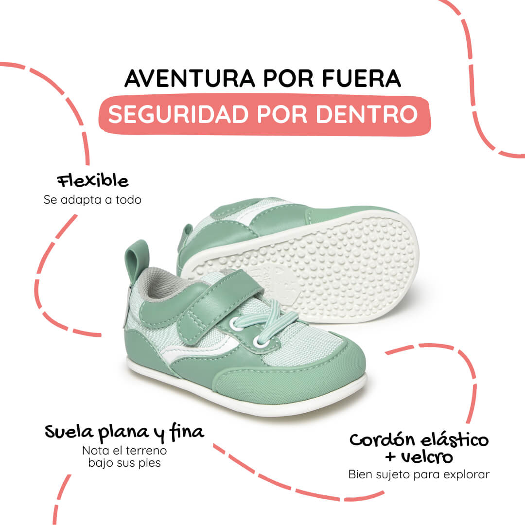 calzado minimalista bebe vegano menta biar feroz ss26 02 | mint microfibra nilo