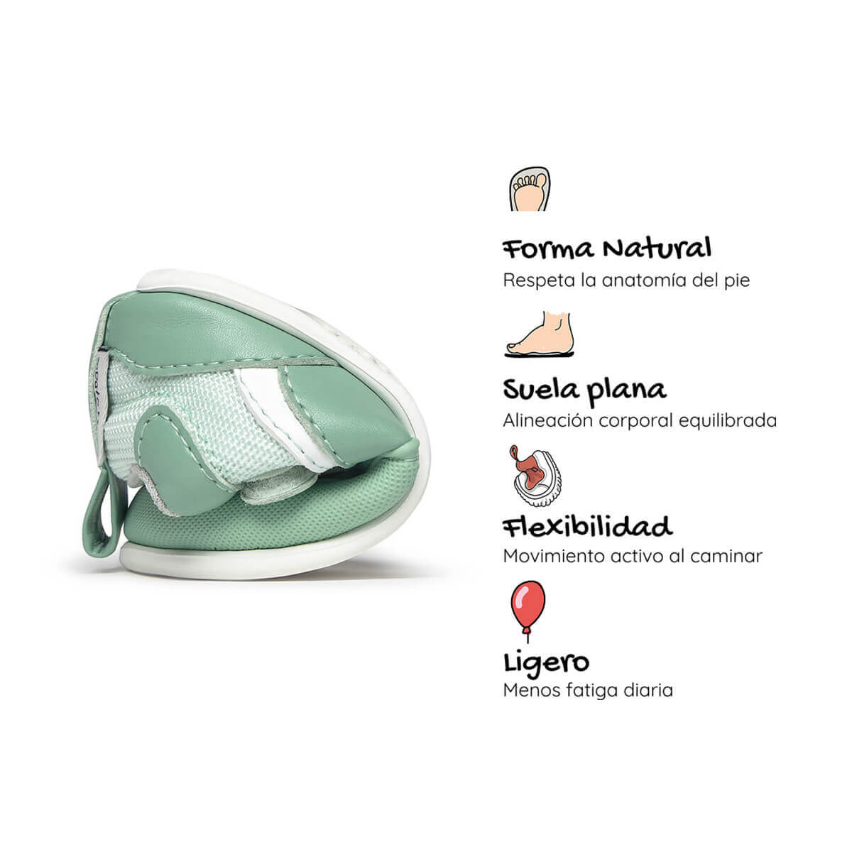 calzado minimalista bebe vegano menta biar feroz ss26 05 | mint microfibra nilo