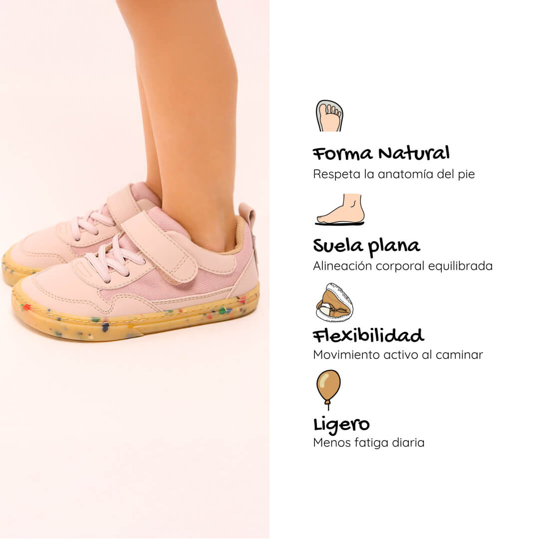 calzado minimalista casual tejido microfibra nobuck infantil color rosa faura rocker ss26 Palo 03