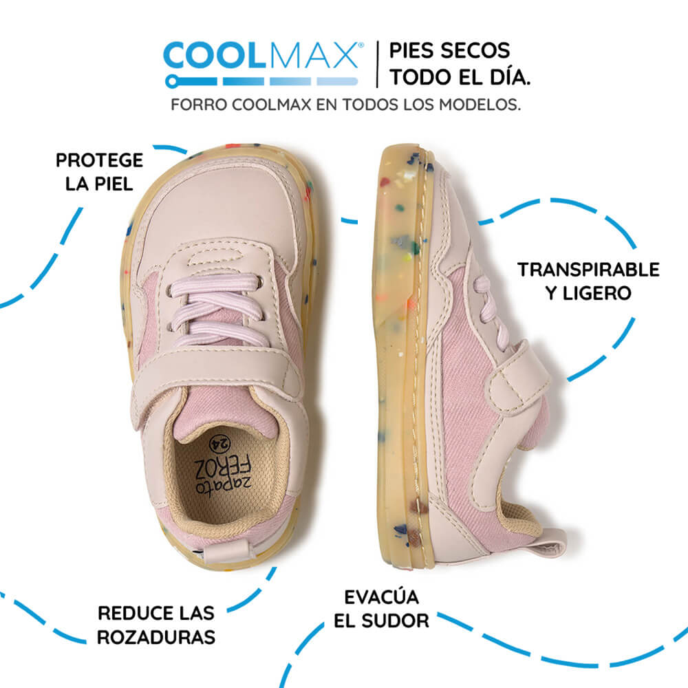 calzado minimalista casual tejido microfibra nobuck infantil color rosa faura rocker ss26 Palo 04