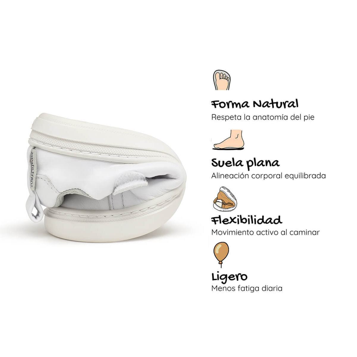 calzado piel barefoot comodo flexible cordones velcro ninos color blanco turia rocker aw24 04 | blanco microfibra