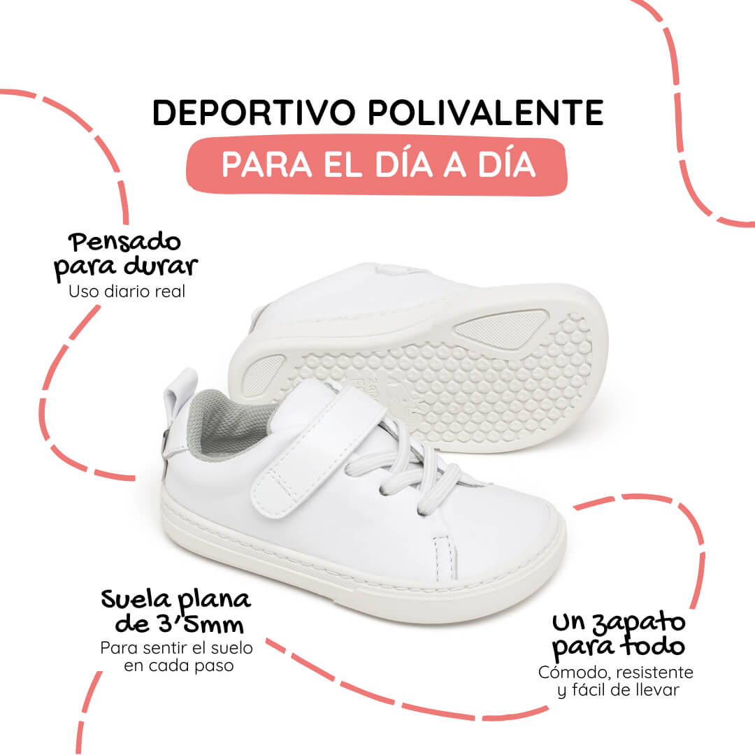 calzado piel barefoot comodo flexible cordones velcro ninos color blanco turia rocker aw24 1000 | blanco microfibra