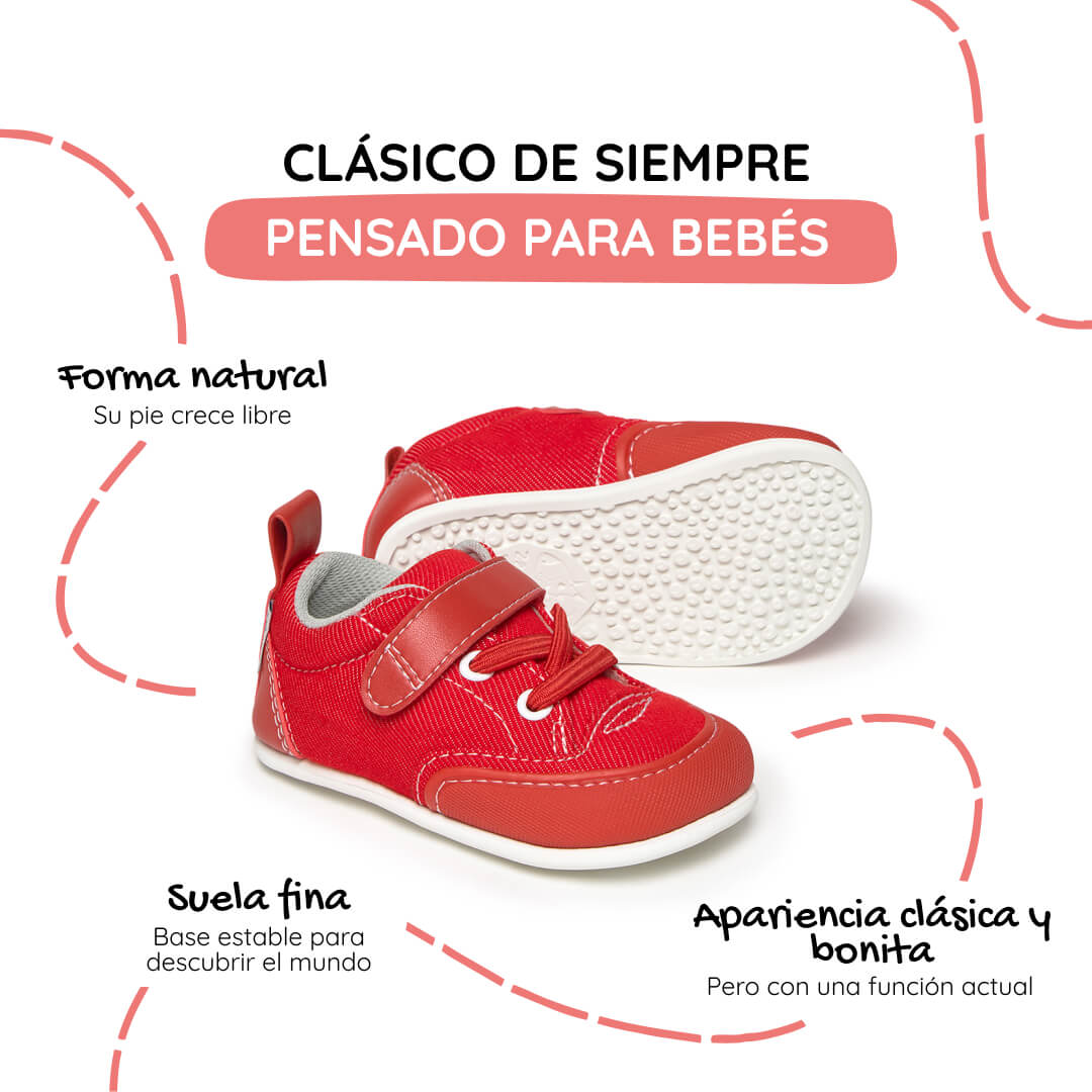 calzado respetuoso tejido vegano tejano bebes color tojo eliana feroz ss26 02 | rojo tejano