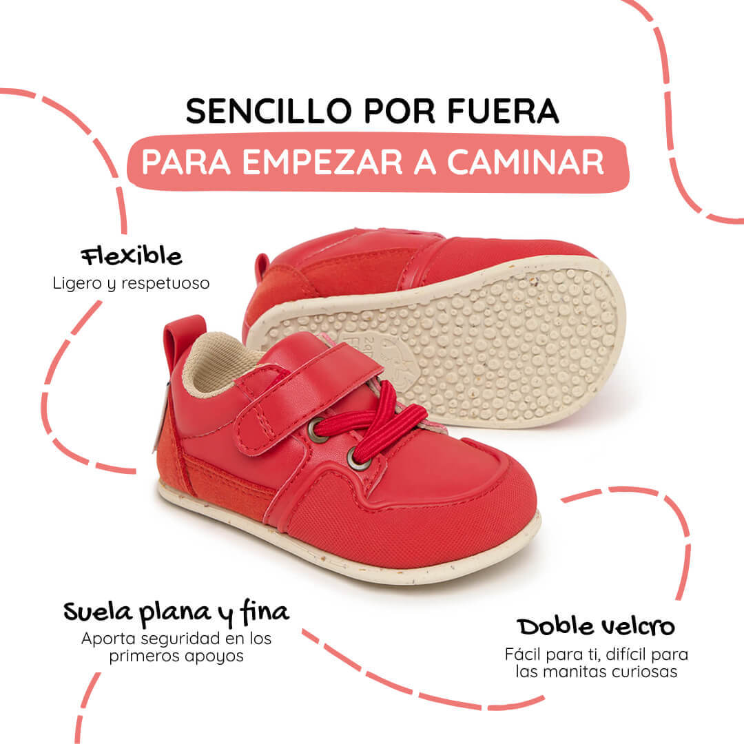 calzado vegano micronobuck bebe color rojo cheste feroz AW25 02 | rojo microfibra