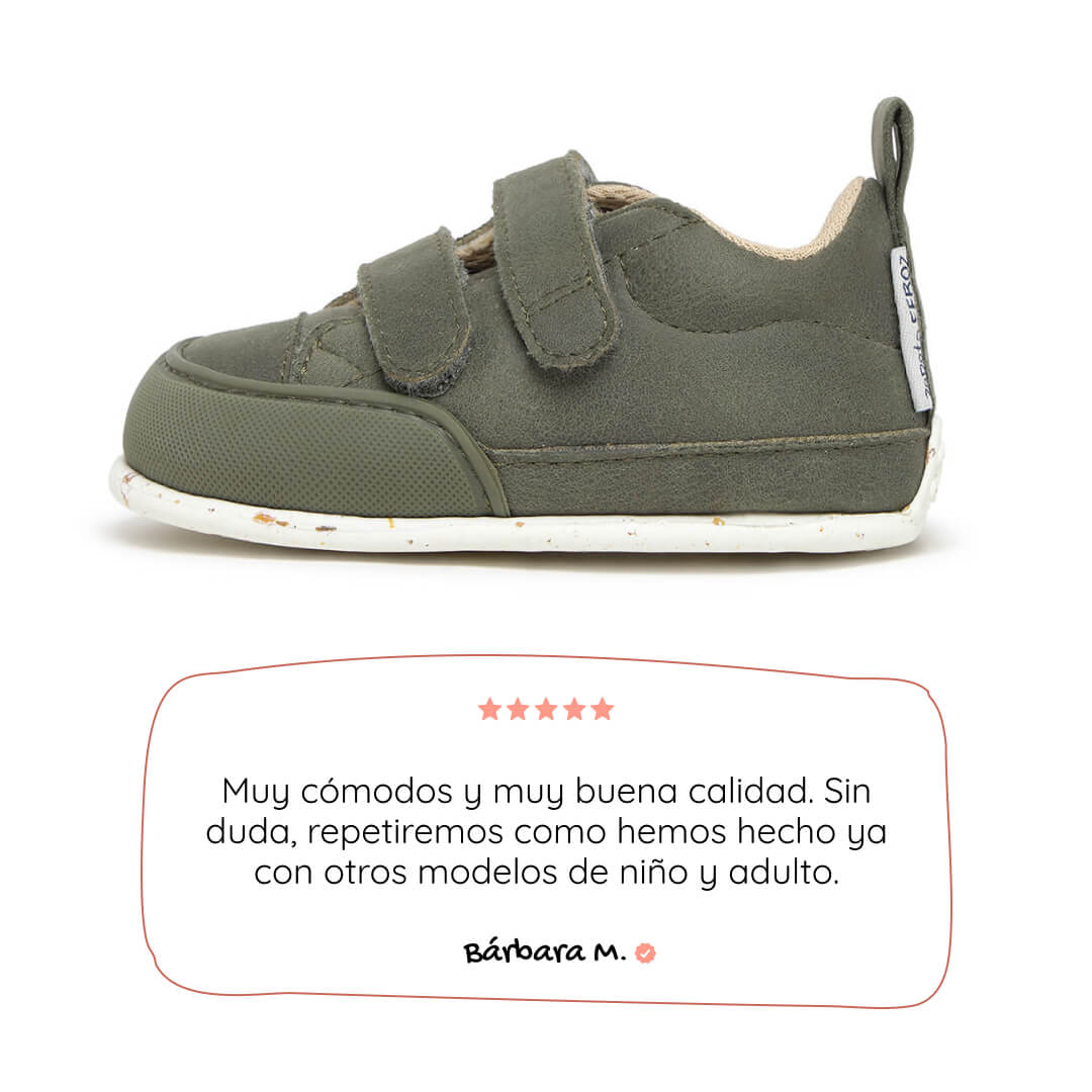 deportivas barefoot veganas faciles poner quitar bebes color verde kaki moraira feroz ss26 01 | kaki microfibra serraje