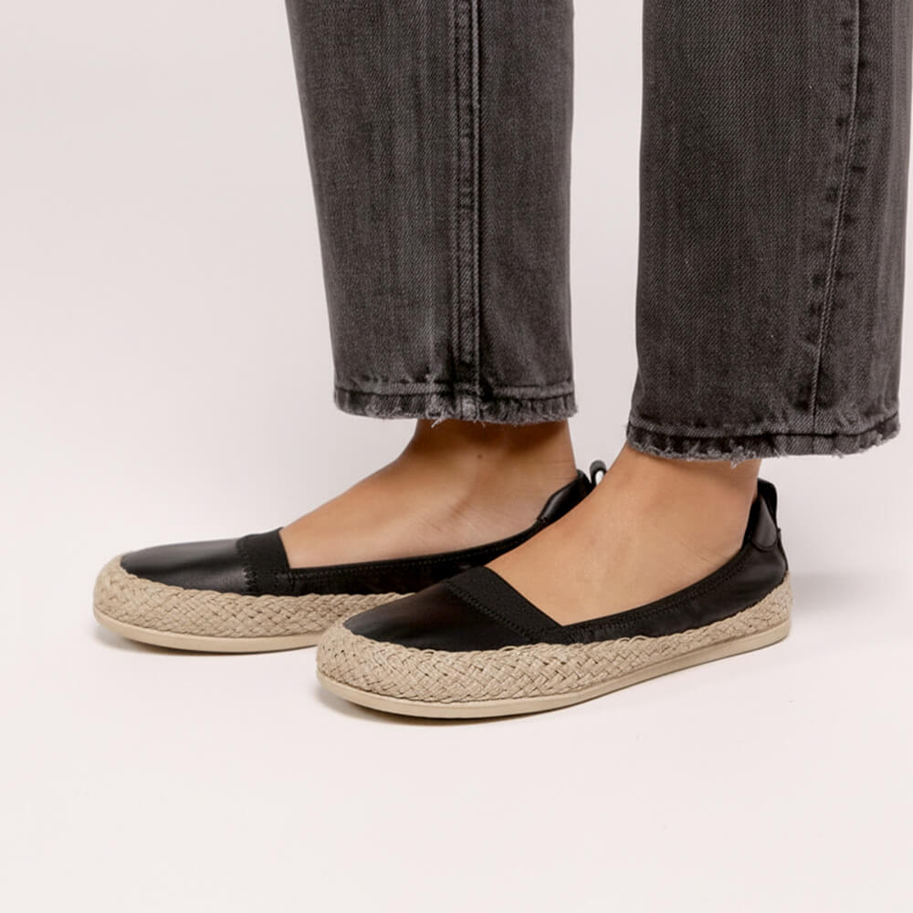 espardenas minimalistas fresquitas transpirables comodas ligeras mujer primavera verano teulada Negro | Negro Piel
