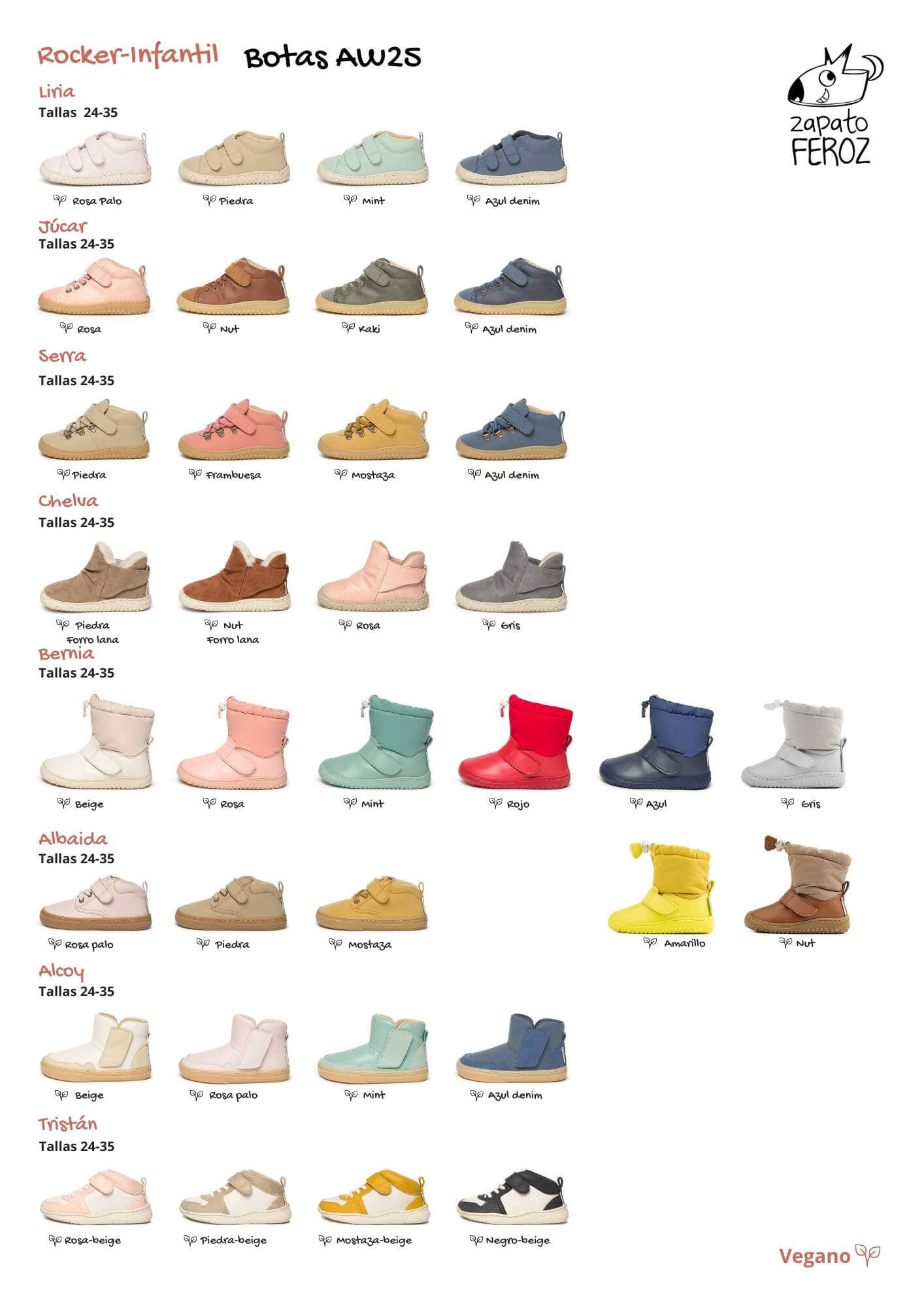 Guia modelos botas  infantil temporada AW25