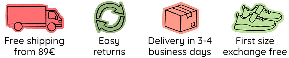 Free Shippin - Easy returns - Delivery in 3-4 business days - First size exchange free