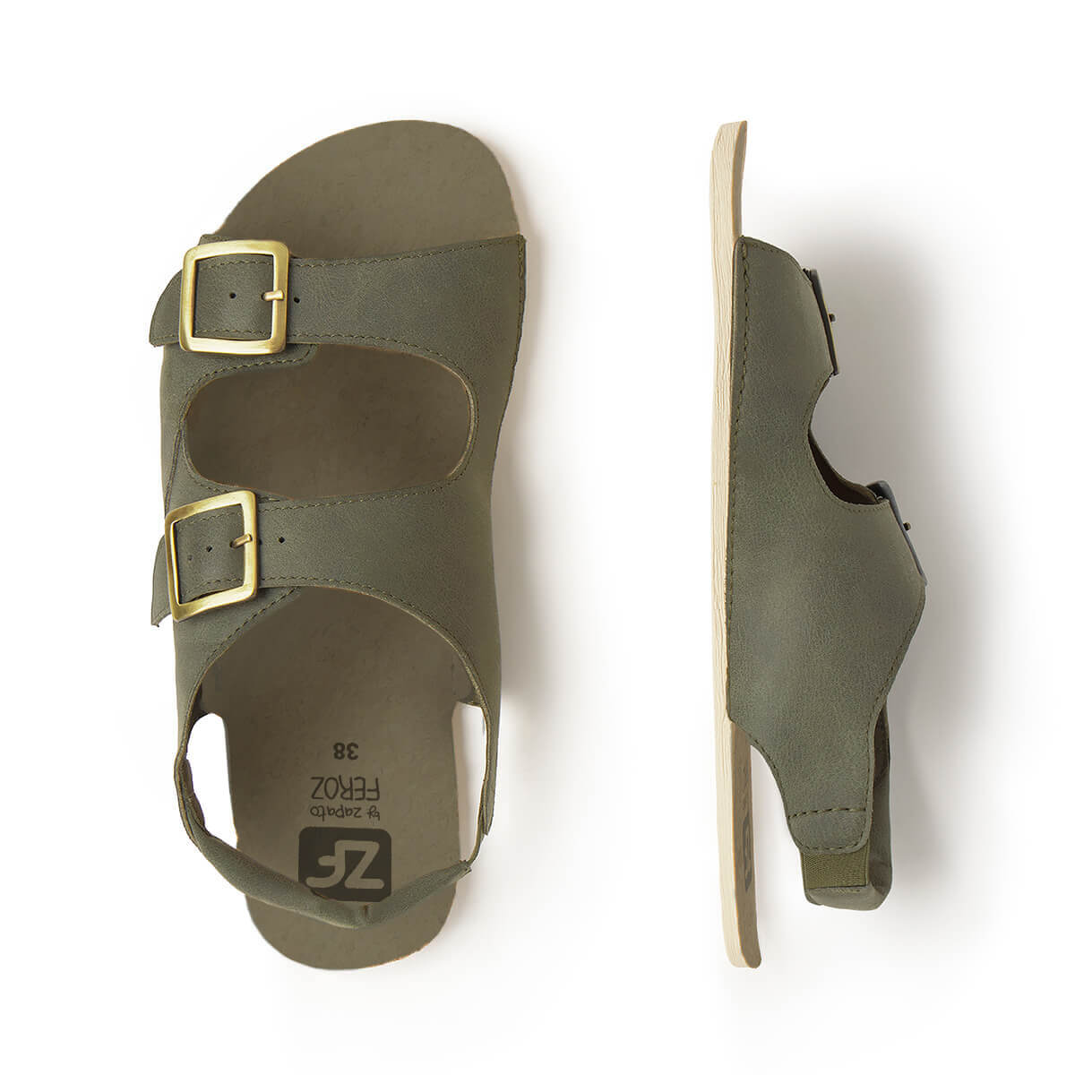 sandalia adulto minimalista respetuosa libertad movimiento hombre mujer saler ss26 Serraje Kaki 03 | Kaki Microfibra Serraje