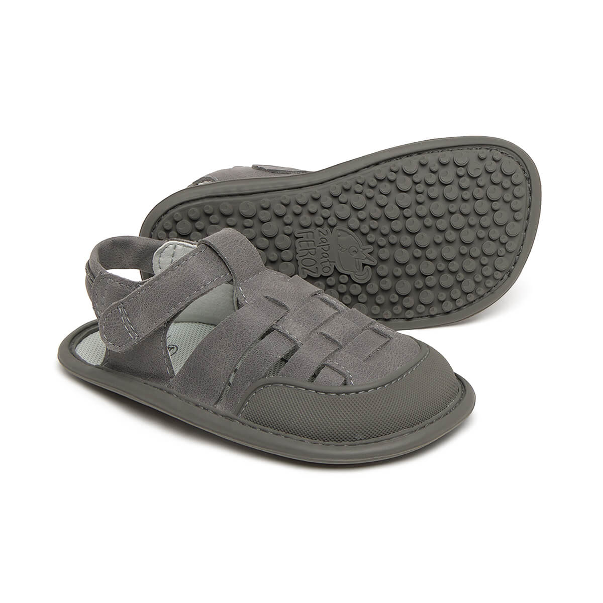 sandalia cangrejera barefoot infantil gris calpe rocker ss25 02 | Gris Microfibra Serraje