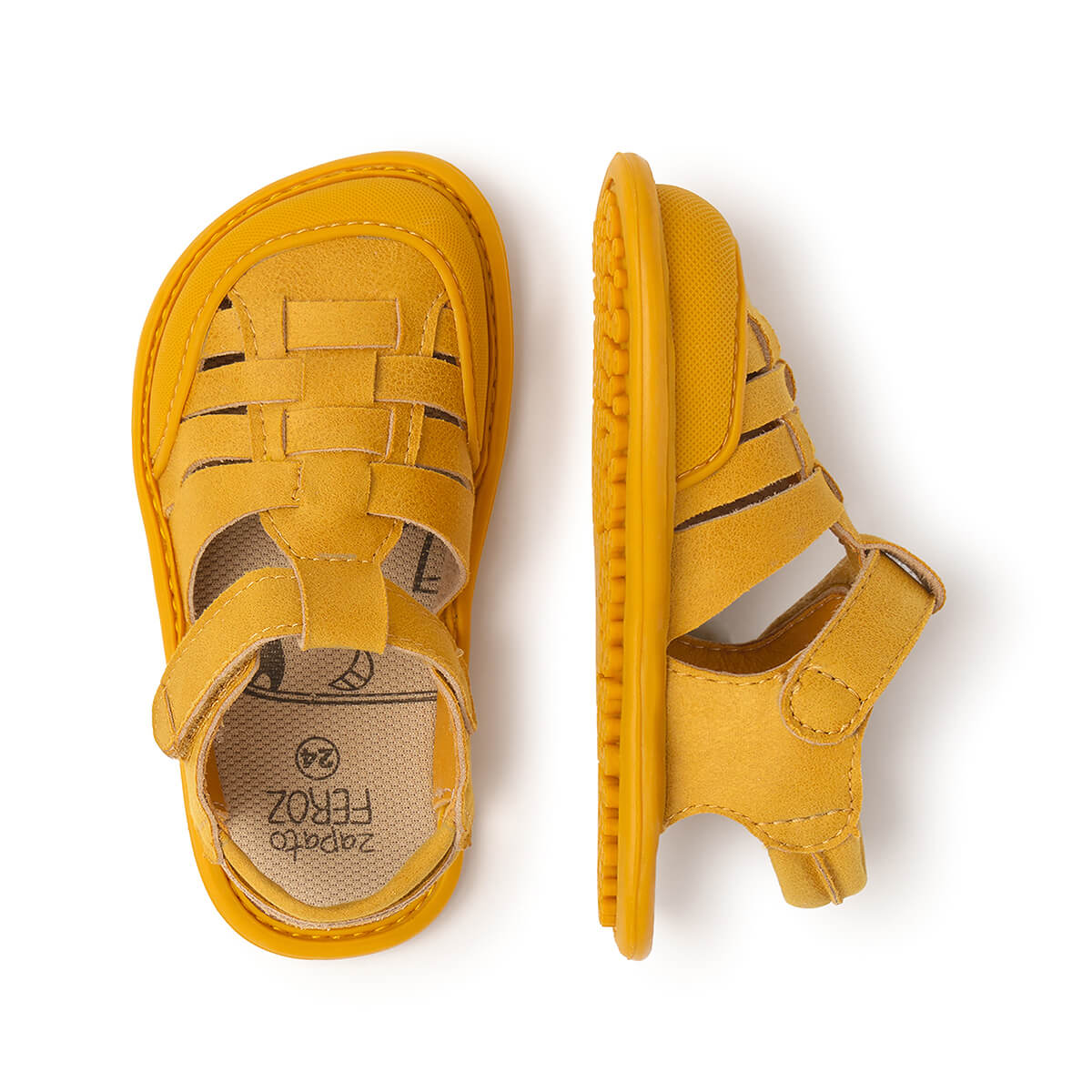 sandalia cangrejera barefoot infantil mostaza calpe rocker ss25 03 | Mostaza Microfibra Serraje