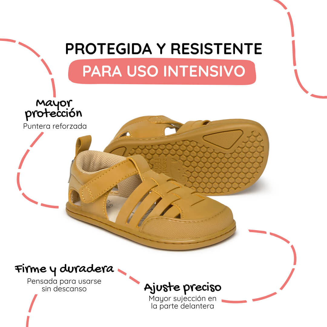 sandalia cangrejera barefoot infantil mostaza calpe rocker ss26 02